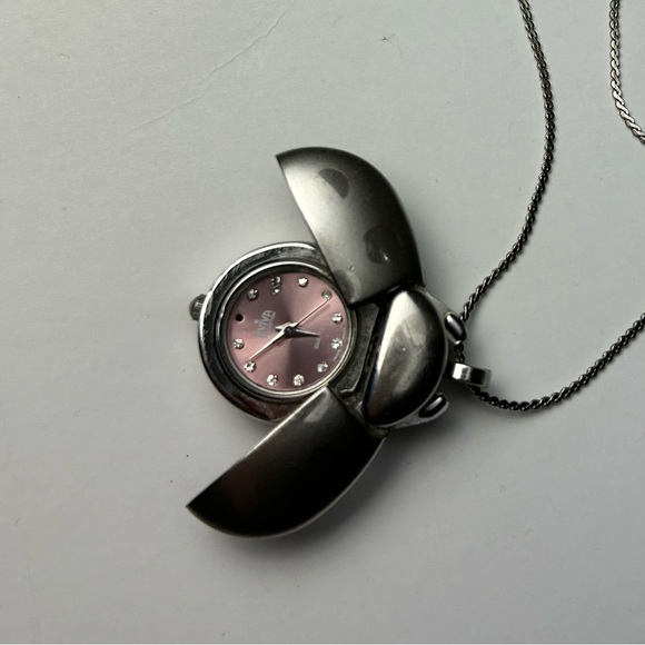 🐞Sliver Tone LadyBug Beetle Pocket watch Pendant - Picture 1 of 5